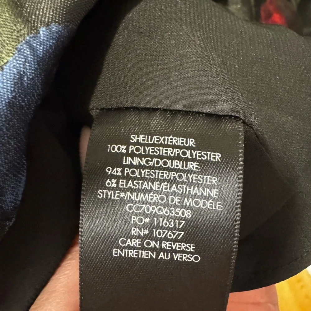 Alice + Olivia Black Floral Jacquard Babydoll Dress with Red & Blue Tulips - Picture 11 of 11